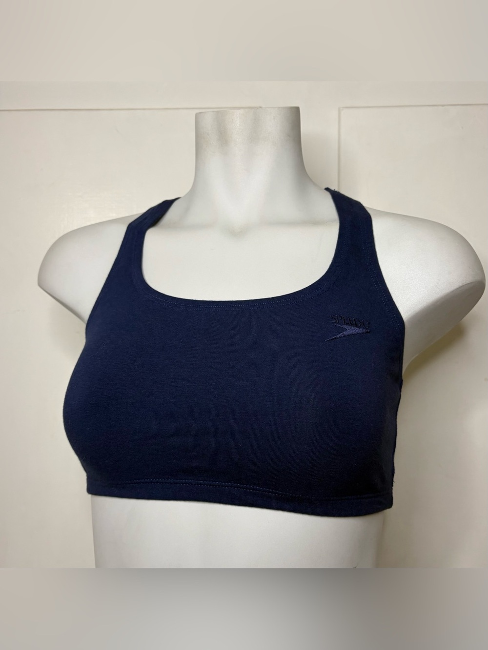 Vintage 90s Speedo Navy Blue Crossback Bikini Top Sports Bra Size M